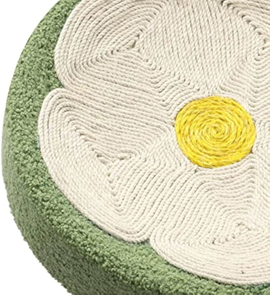 Green round sisal cat scratcher bowl lounge bed for scratching and sleeping
