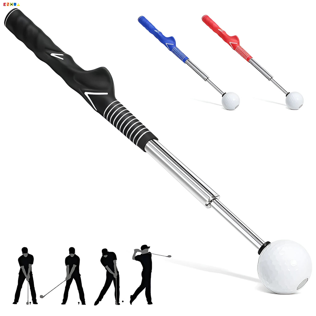 Telescopic golf swing simulator in stainless steel with adjustable height for indoor practice