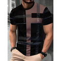 Men's short-sleeved T-shirt with digital 3D printing stripes pattern in loose fit for summer wear