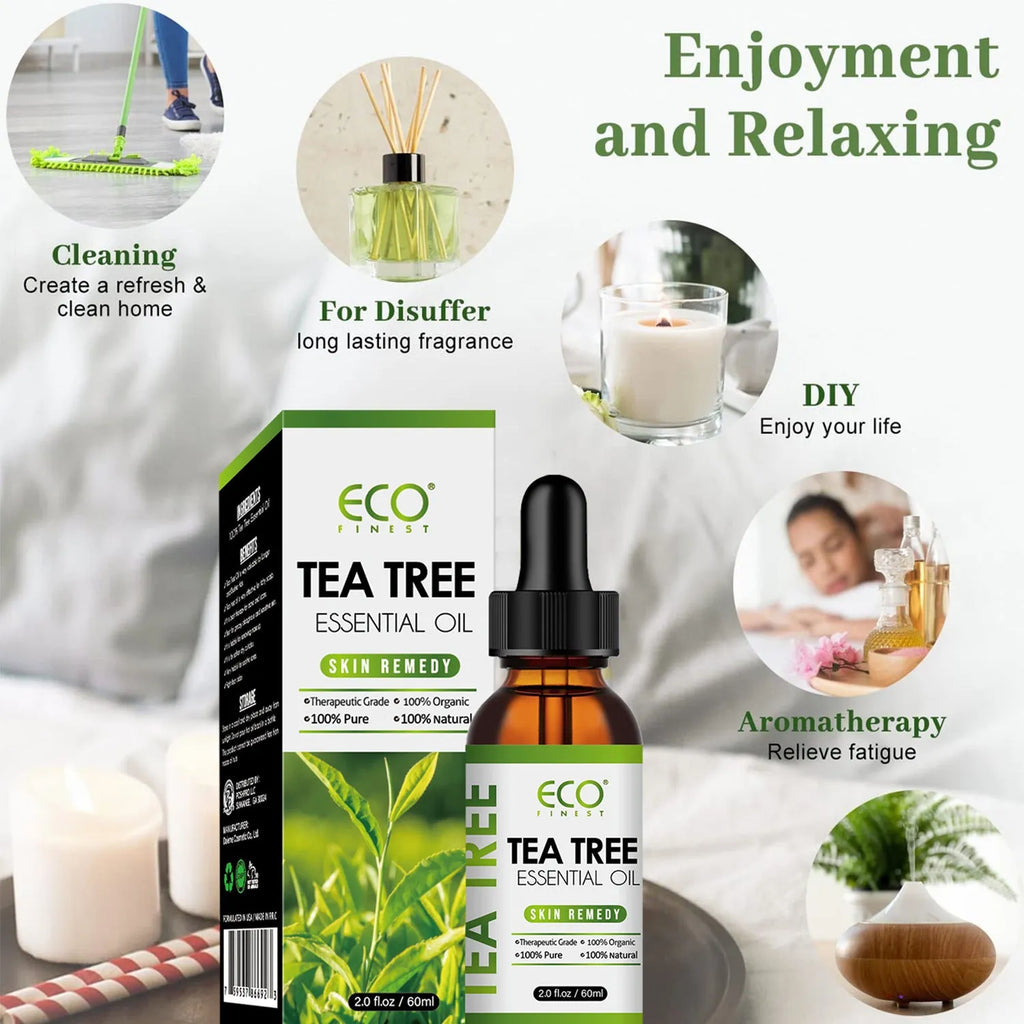 60ml tea tree essential oil bottle for acne treatment and massage