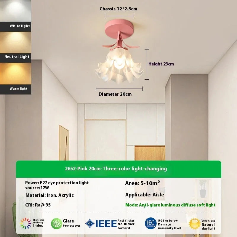 Cream coloured Linglan flower design modern corridor aisle light on a white background.