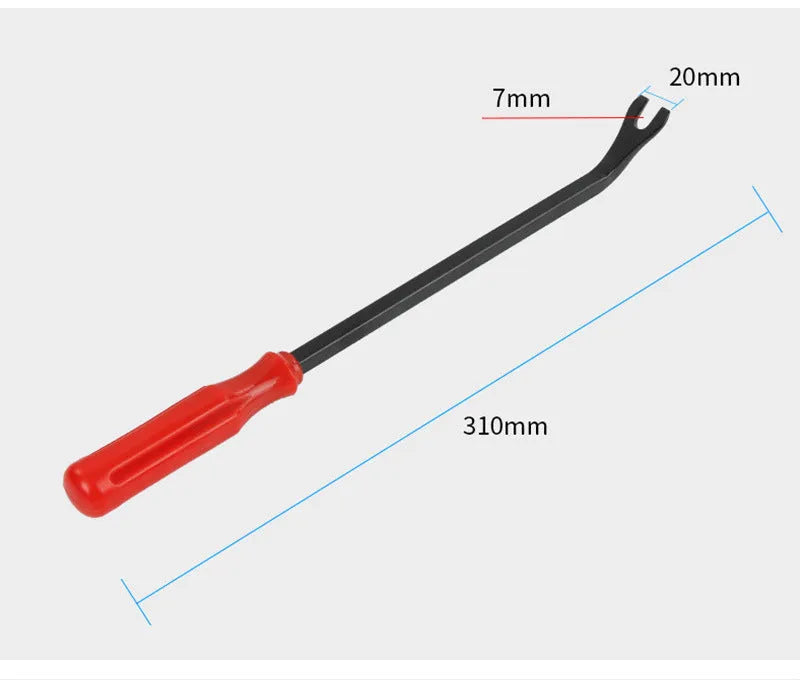 Red handle steel clip driver tool for General Motors door panel clip removal