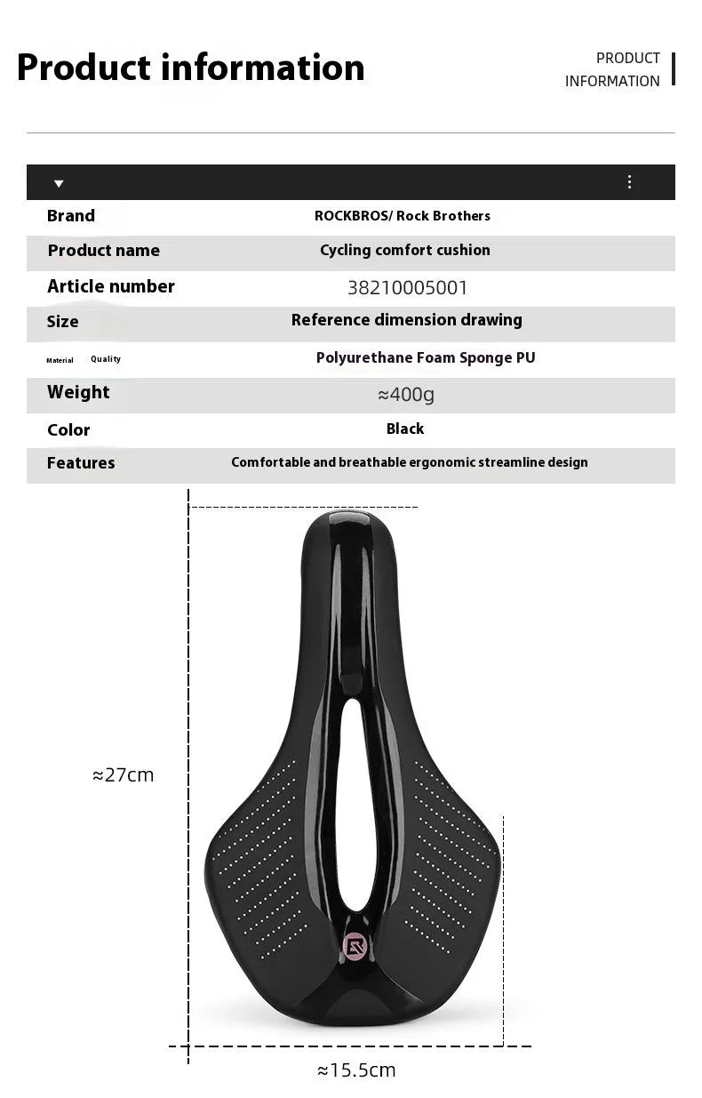 Black and pink mountain bike seat cushion made from PU foam resin sponge in medium M size