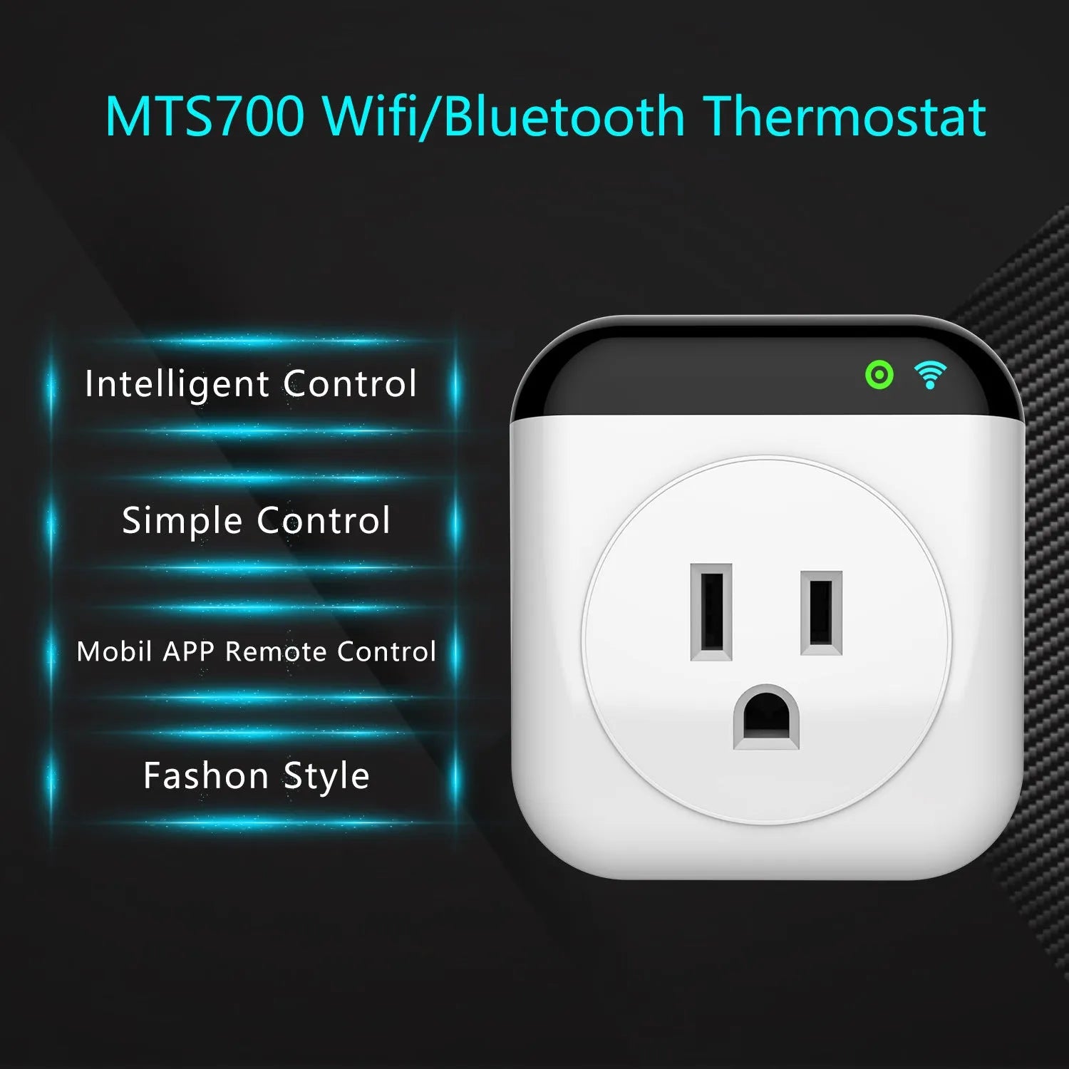 White Tuya smart WiFi temperature control switch socket with a separate temperature sensor probe.