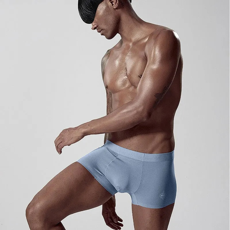 Men's seamless modal underwear in green colour showing mid waist design