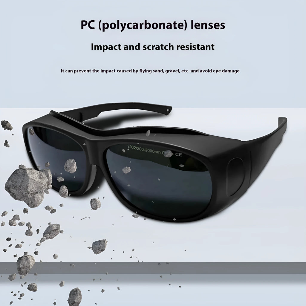 Photon skin rejuvenation and welding laser protection goggles with clear polycarbonate lenses.