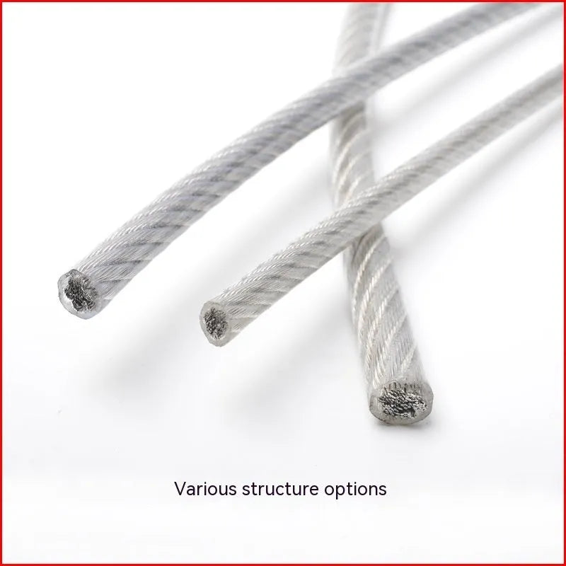 304 stainless steel invisible anti-theft wire rope showing double twist construction and diameter options