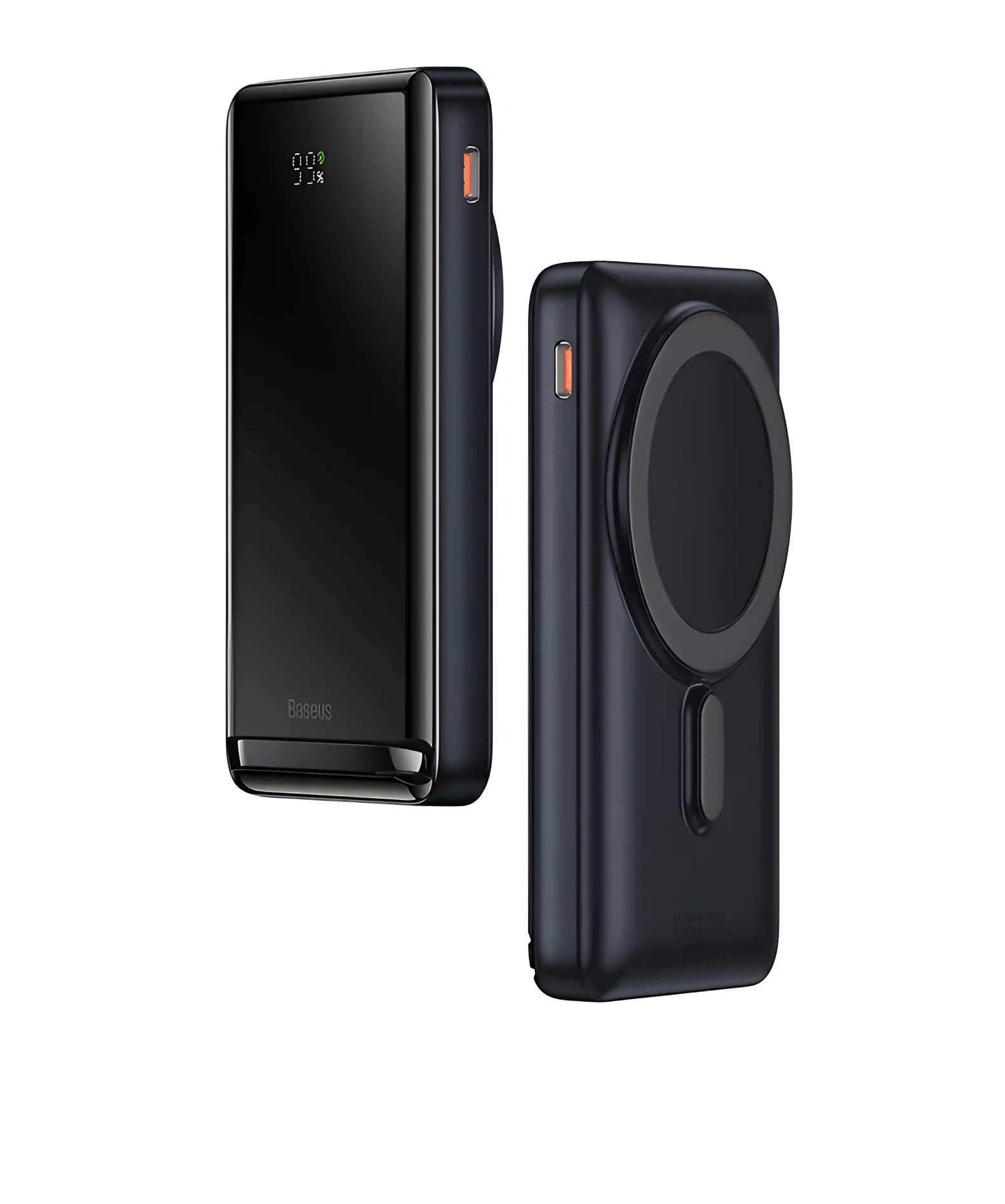 Slim magnetic 3-in-1 wireless power bank in blue, white, or pink colours
