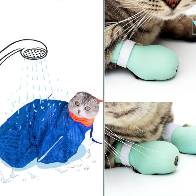 Four green silicone cat scratch prevention foot covers with an adjustable strap laid flat