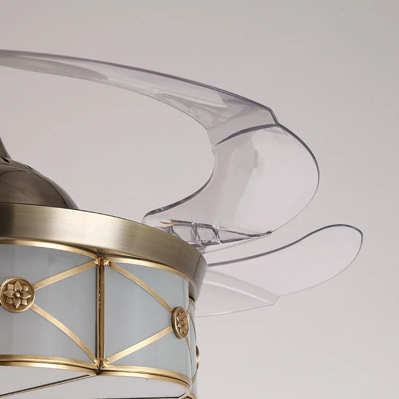 Gold 42 inch ceiling fan light with remote control and invisible blades
