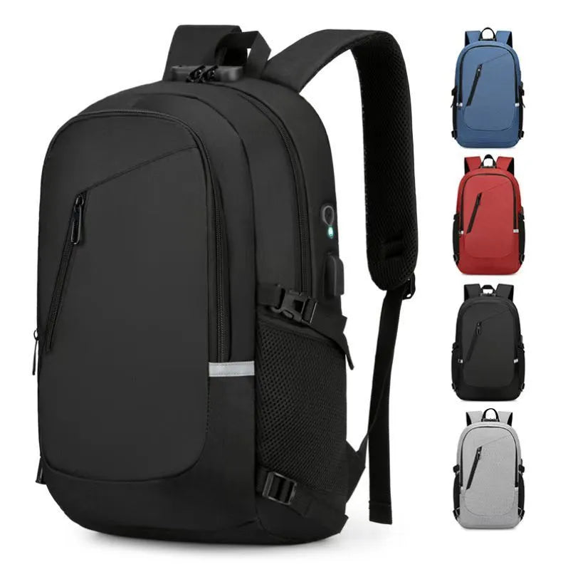 Men's solid colour Oxford cloth computer backpack with 20-35 litre capacity