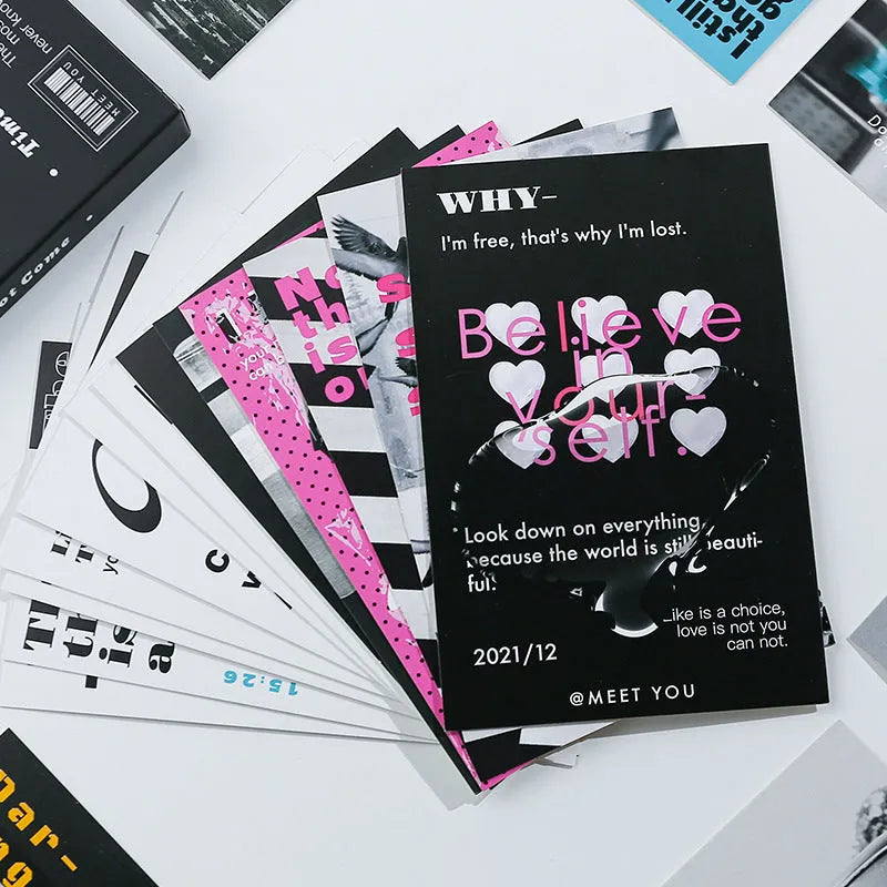 Fresh artistic postcard set showing two designs with printed blessing messages.