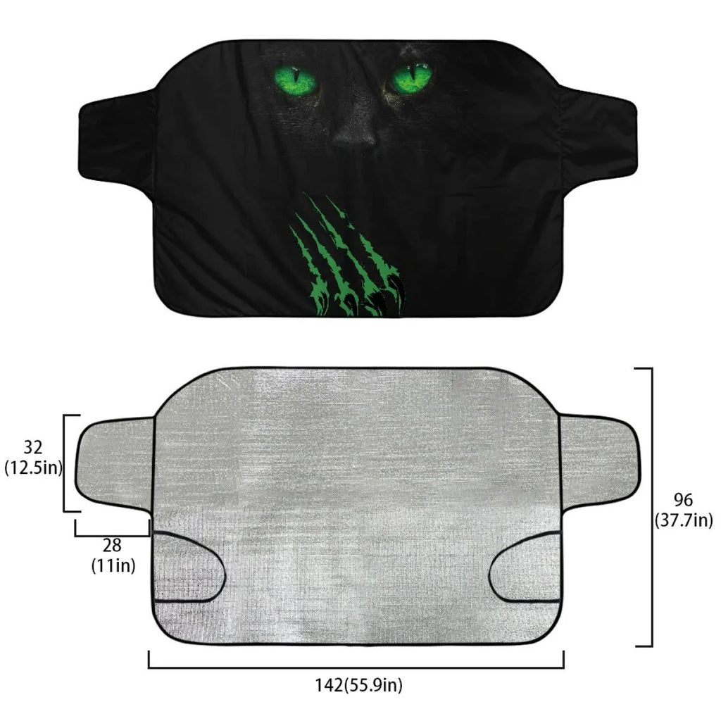Car snow protection front cover with aluminium foam fabric and lanyard installation system