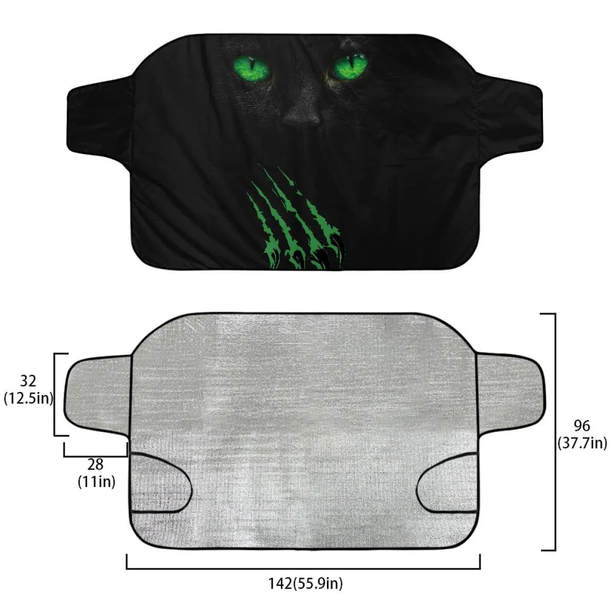 Car snow protection front cover with aluminium foam fabric and lanyard installation system