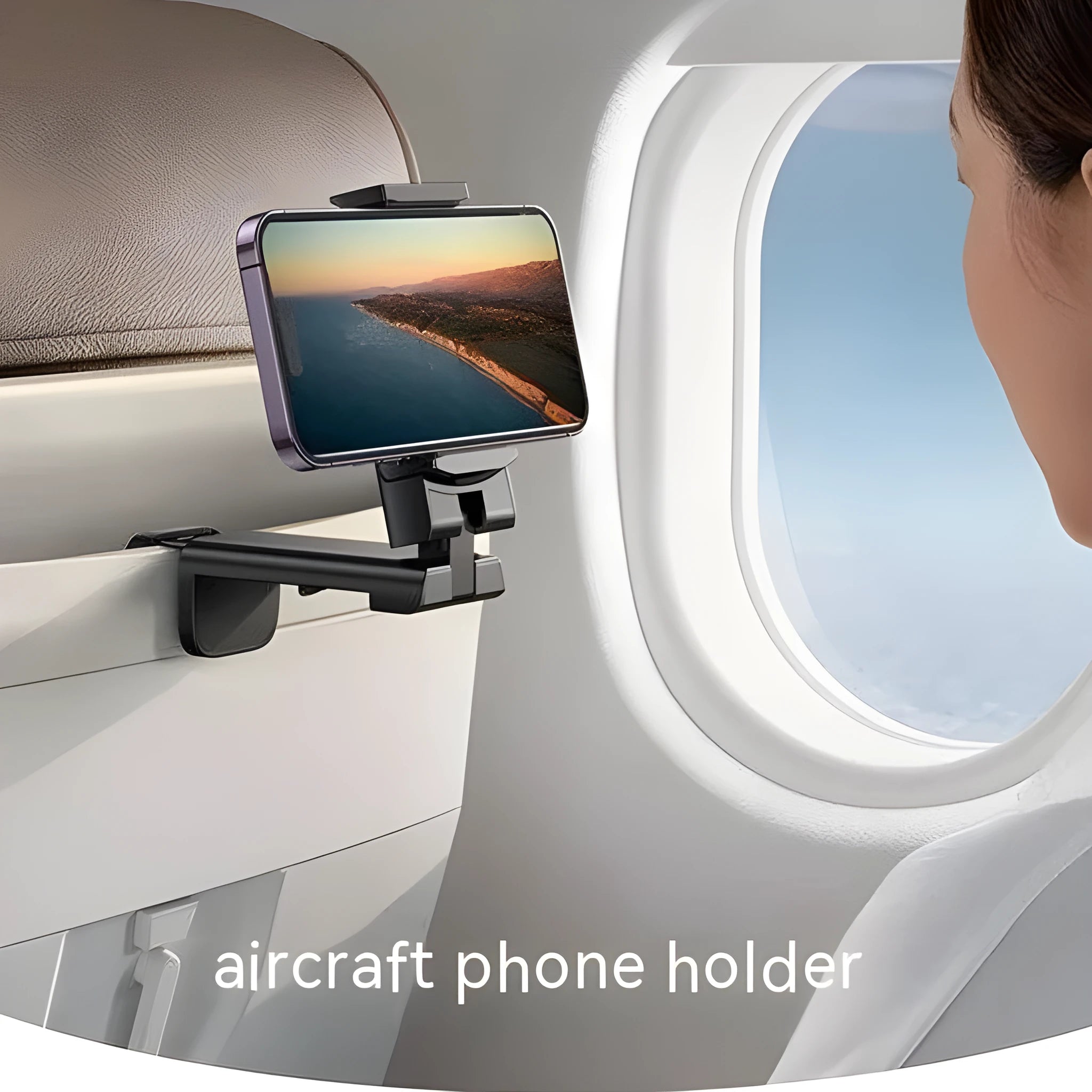 Foldable rotating phone holder in black, grey or green colours on a flat surface