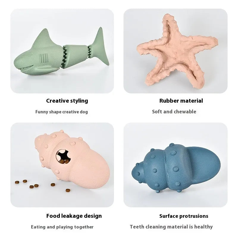 Blue rubber shark dog toy for paste filling with leak-resistant design