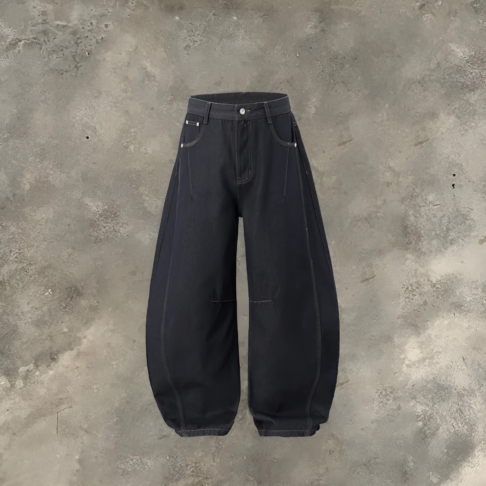 Men's wide leg denim trousers in original cow colour with mid waist cut