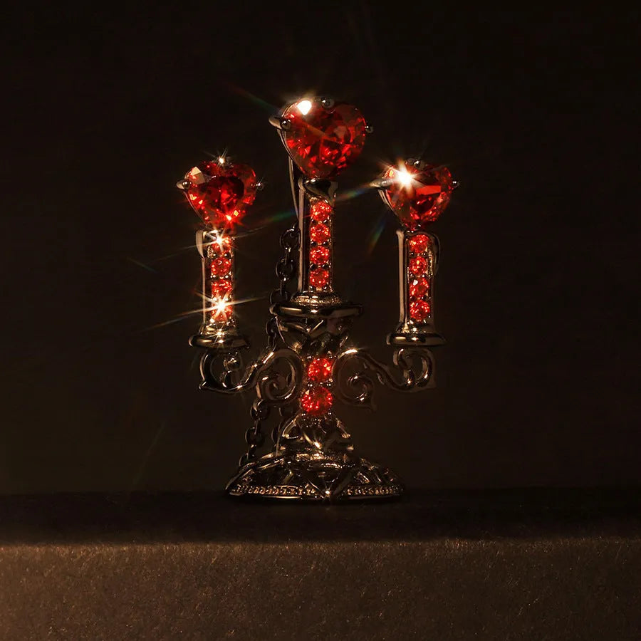 Women's Gothic necklace with detailed hollow candlestick pendant on cross chain