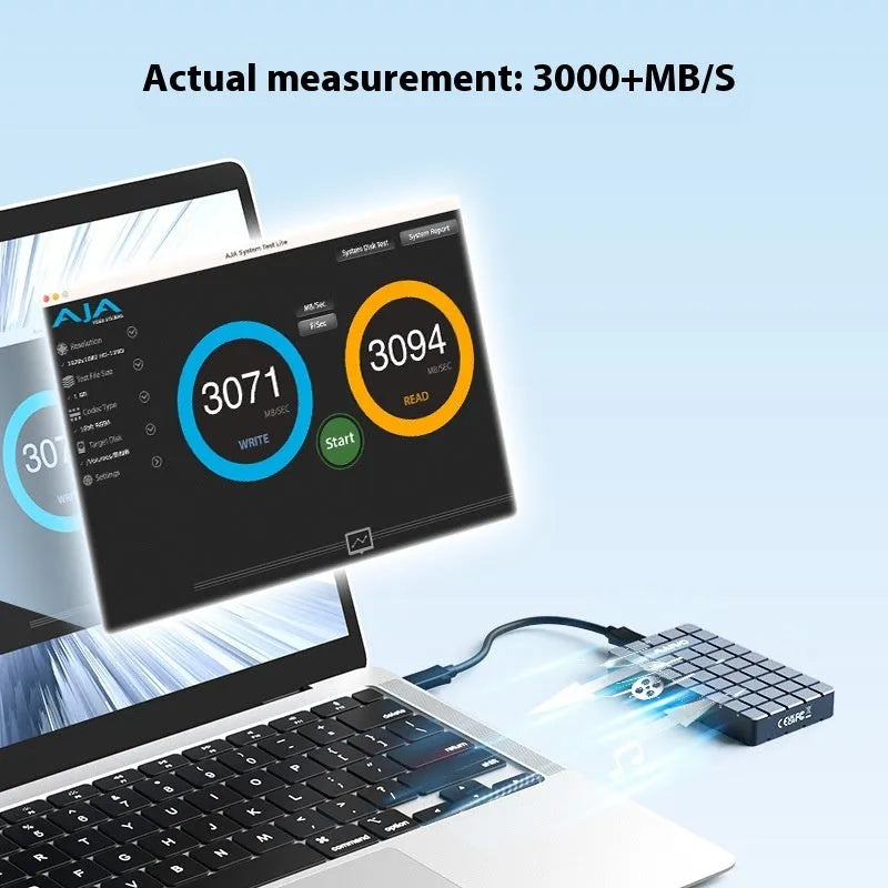 USB4 aluminium hard disk enclosure for M.2 NVMe SSDs showing compact dimensions