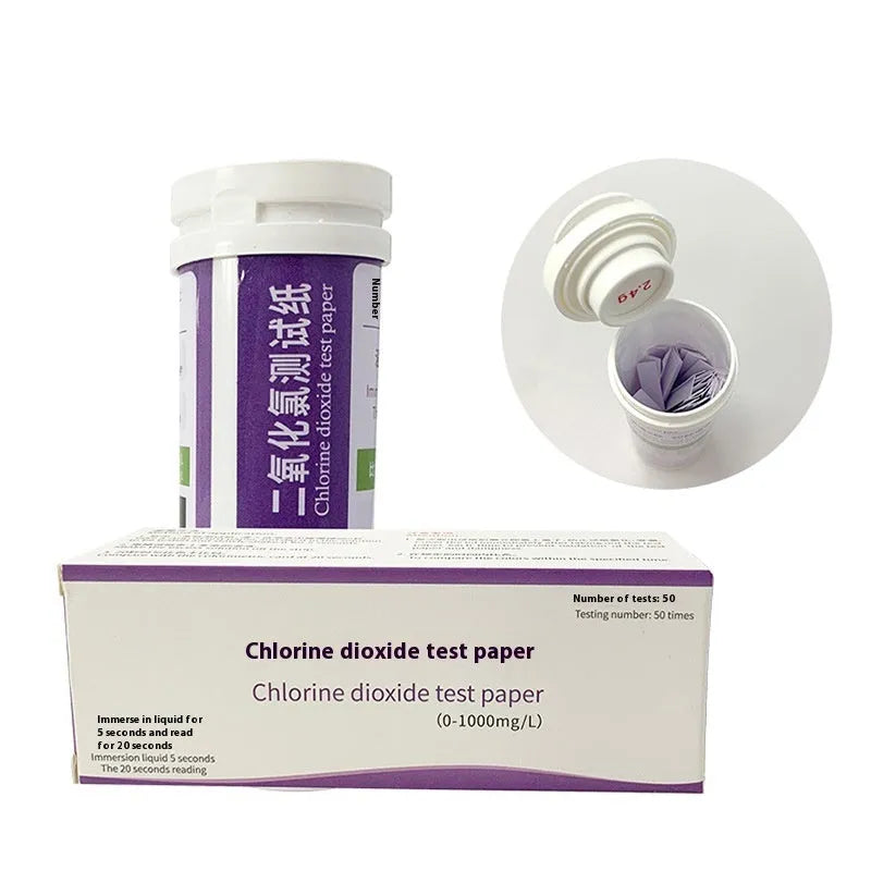 Chlorine dioxide test paper bottle containing 50 pieces for waste water concentration detection