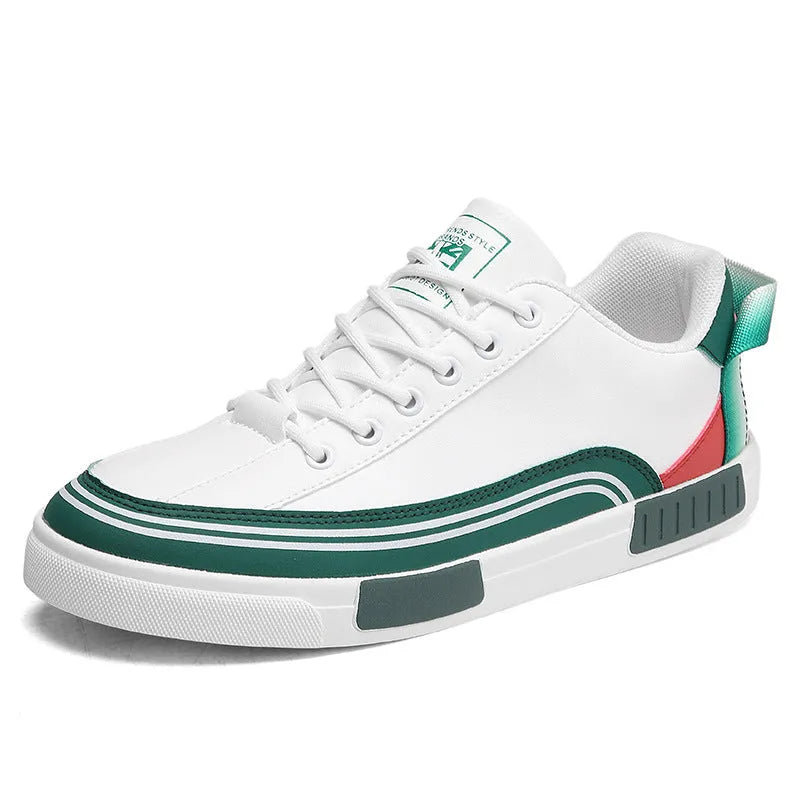Men's canvas casual shoes with section mesh design in beige and white with green colour options