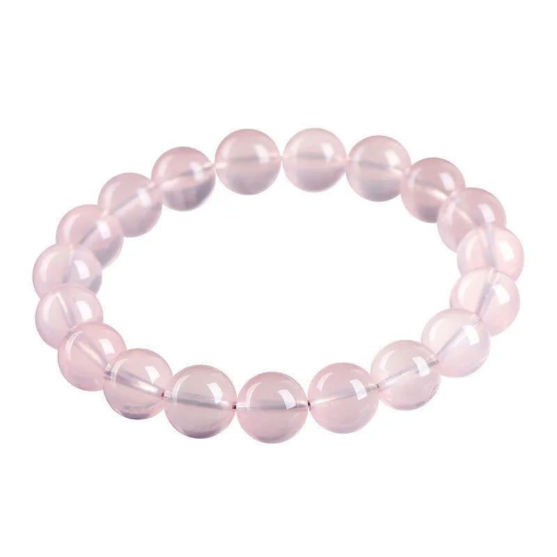 Natural starlight crystal round beads women's bracelet in pink with polished finish and multiple bead size options