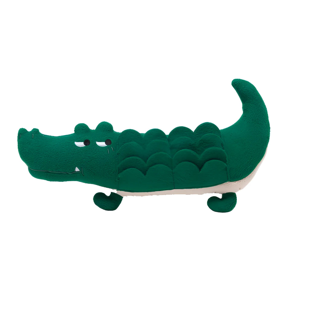 Green plush toy dog soft stuffed animal approximately 35cm in length