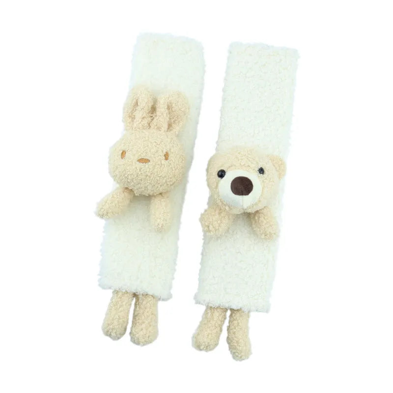 Lamb wool car seat belt shoulder protector in cartoon rabbit, bear, or rabbit bear designs