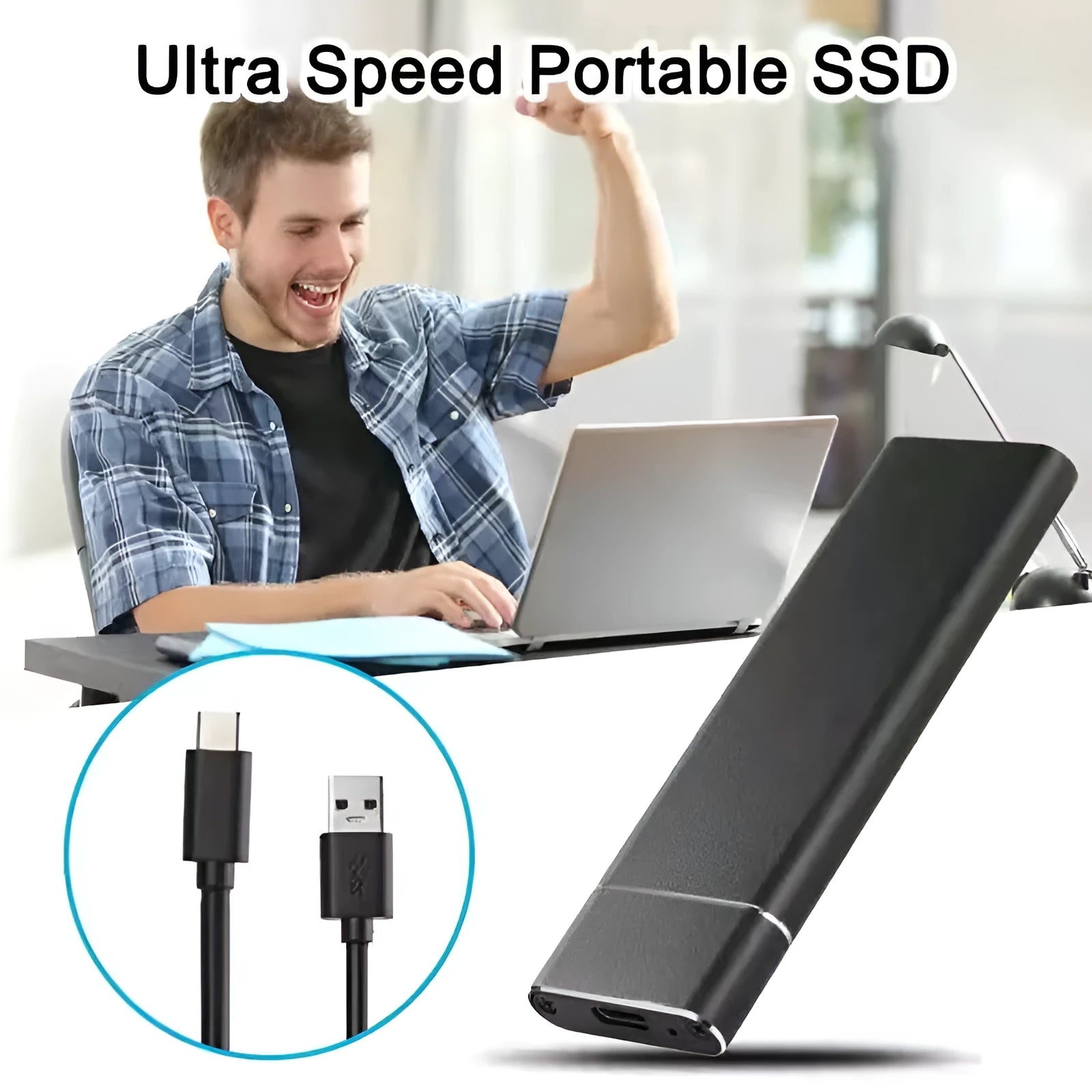 6TB ultra-thin metal SSD mobile hard disk with external power supply, available in five colours.