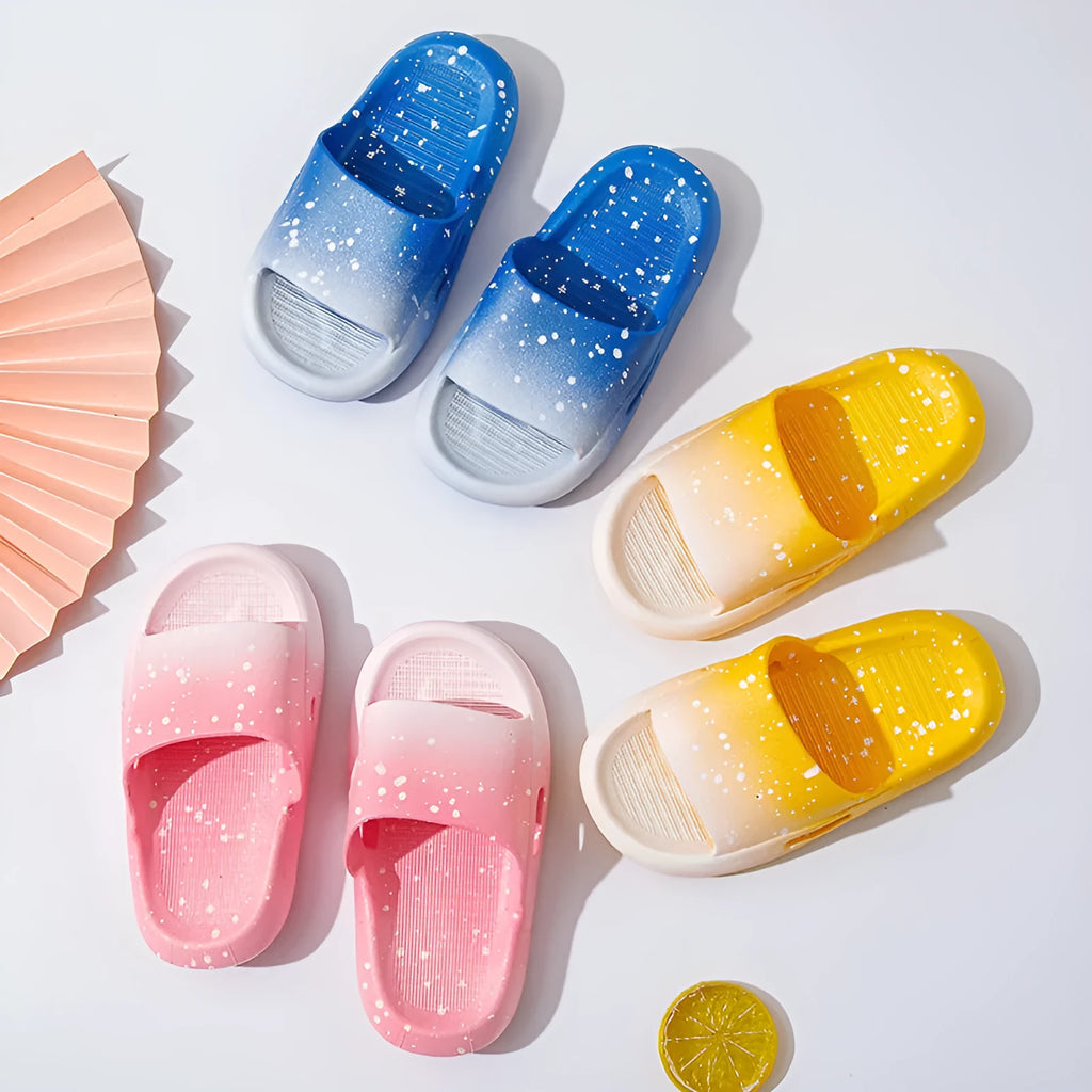 Children's gradient colour PVC summer slippers with non-slip soles