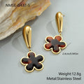 Women's stainless steel earrings with tortoiseshell resin hawksbill colour electroplating in heart and flower designs