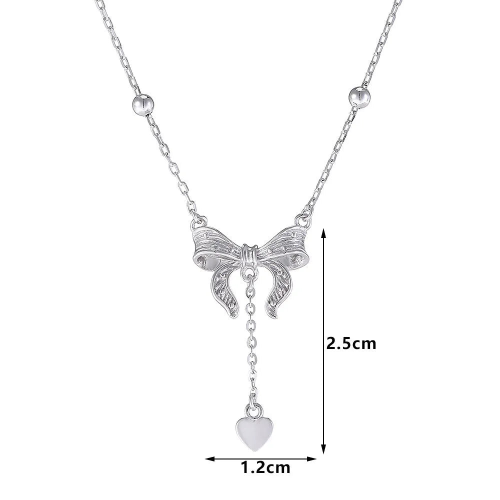 S925 silver butterfly heart pendant on an adjustable O-ring clavicle chain.