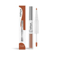 Double-headed lip liner and lip lacquer pen in a matte finish shown with three colour options.