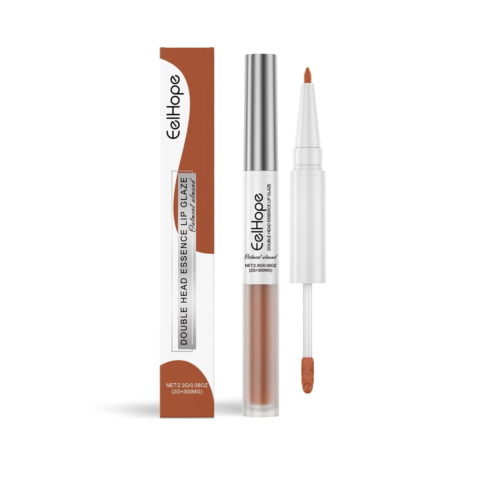 Double-headed lip liner and lip lacquer pen in a matte finish shown with three colour options.