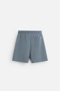 Loose-fitting double-sided cloth texture short sleeve top and matching shorts lounge set in blue