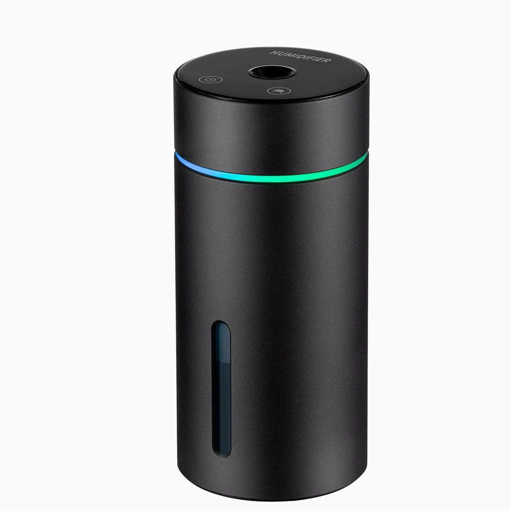 Aluminium alloy car humidifier and essential oil diffuser with 260ml water tank and colourful night light