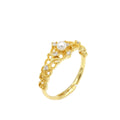 Women's gold-plated antique hollow ring with silver base geometric design adjustable opening colour JZ-36