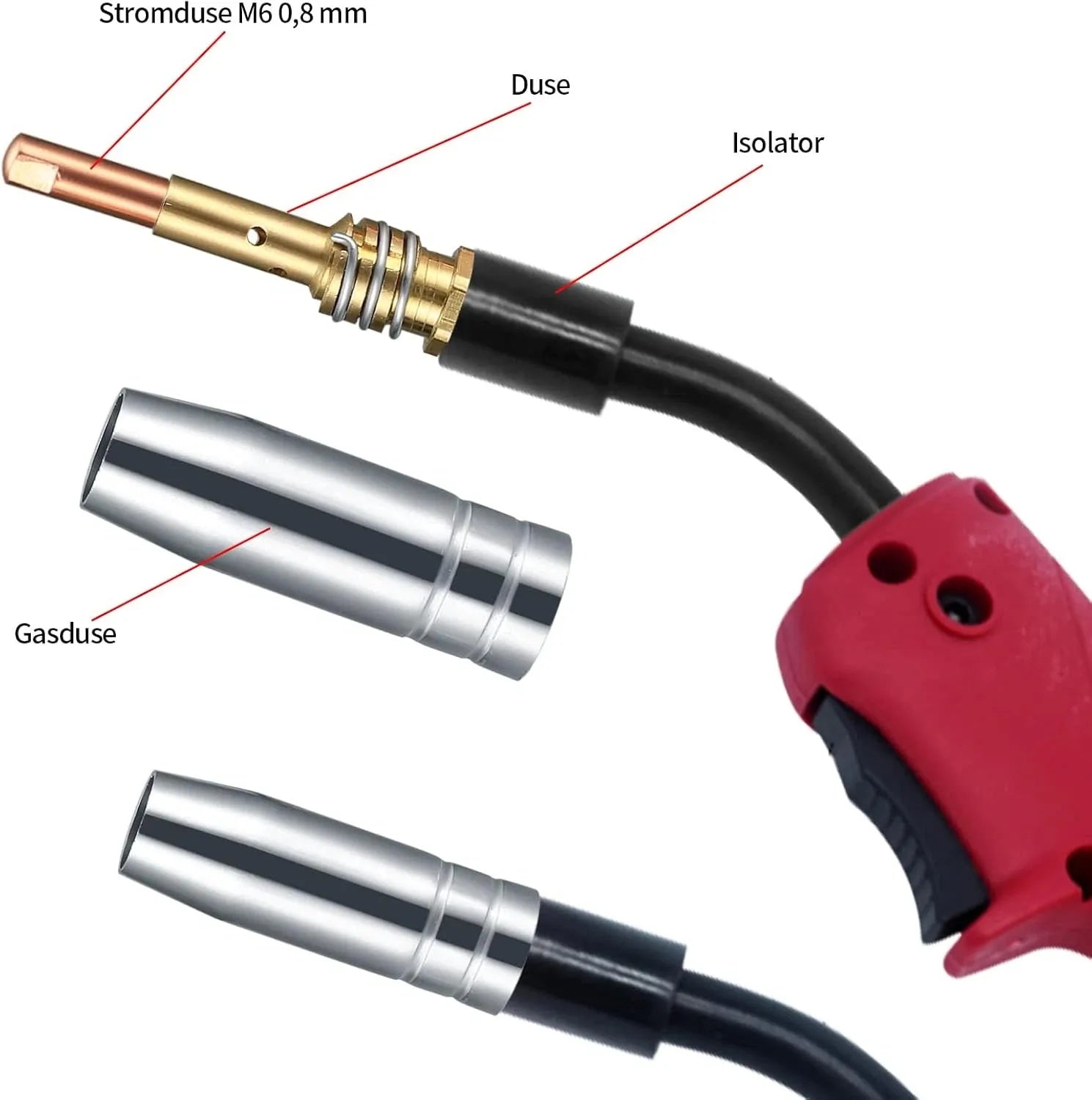 Welding fittings conductive nozzle protection suit 25-piece copper set with 15 conductive nozzles and 19mm length