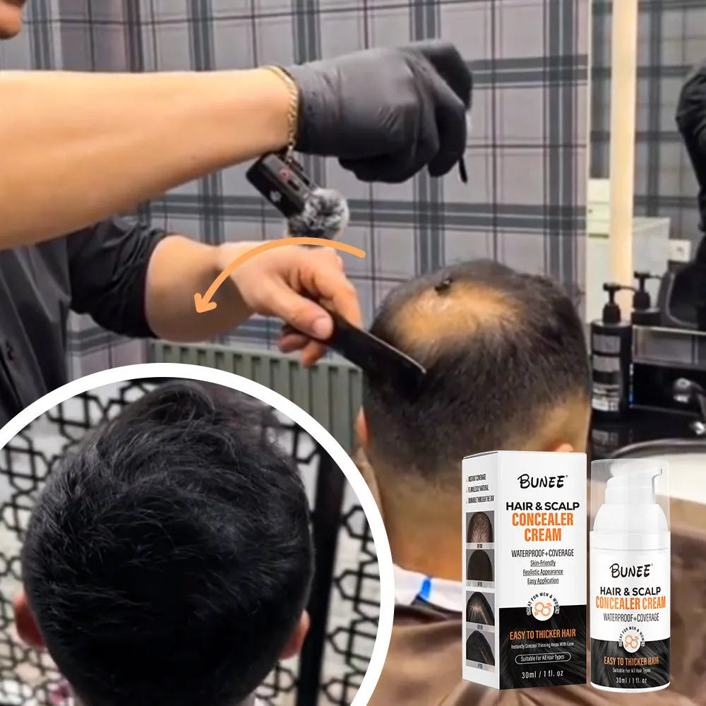 Scalp concealer pomade in 30ml container for covering hair thinning