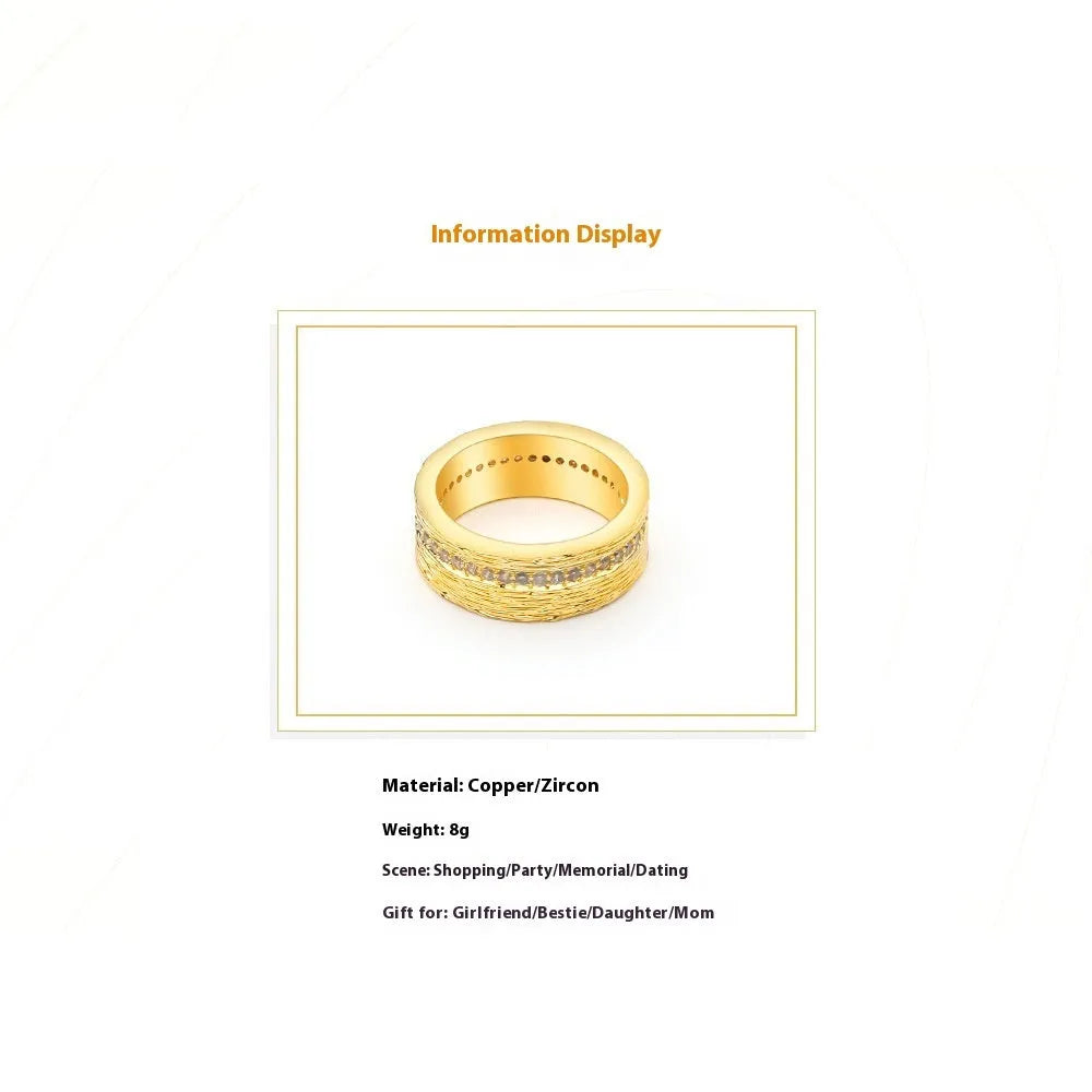 Geometric gold zircon ring for women showing angular design and electroplated finish