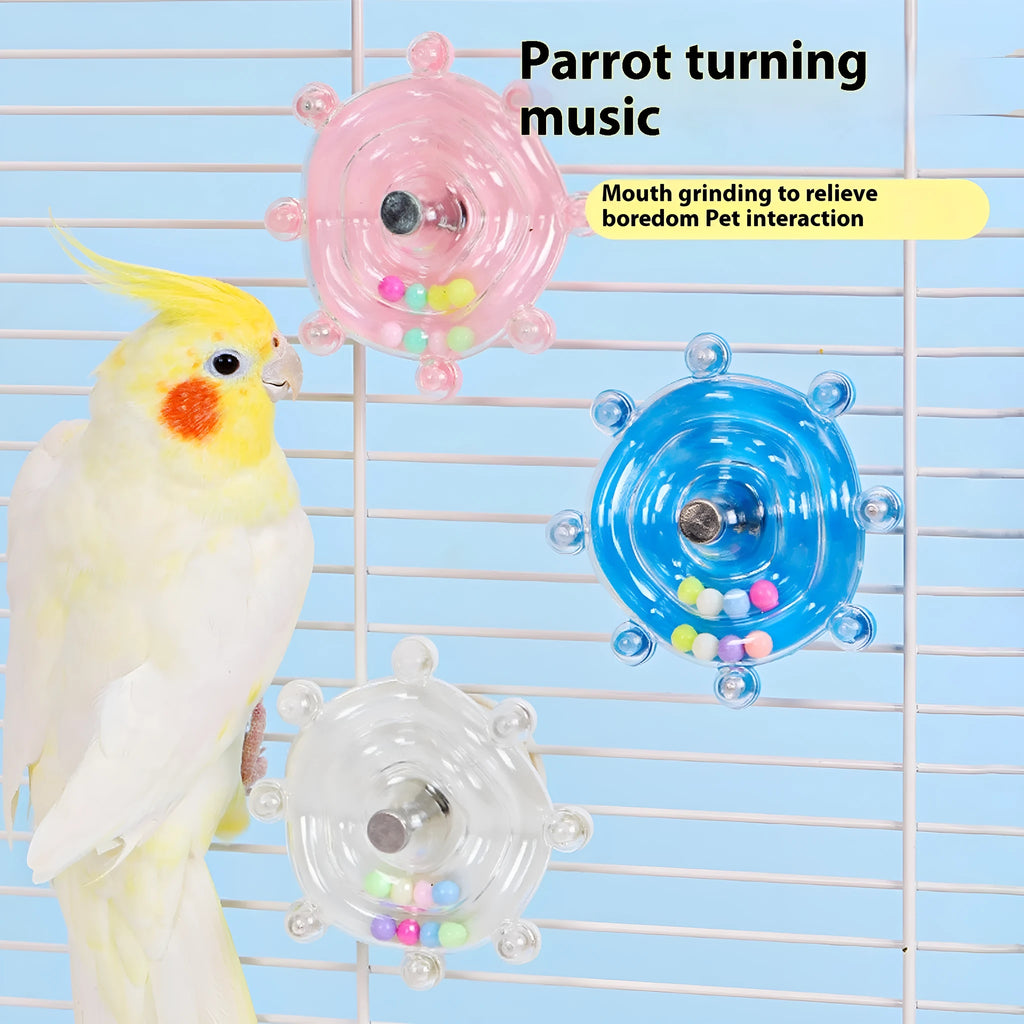 Parrot bite toy 6cm turntable wheel in transparent colour for small and medium parrots