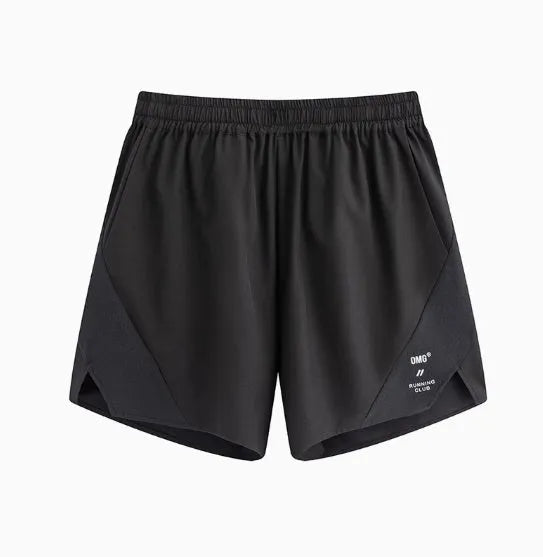 Four-point running shorts with laser stitching and stretch fabric in black or blue athletic colours