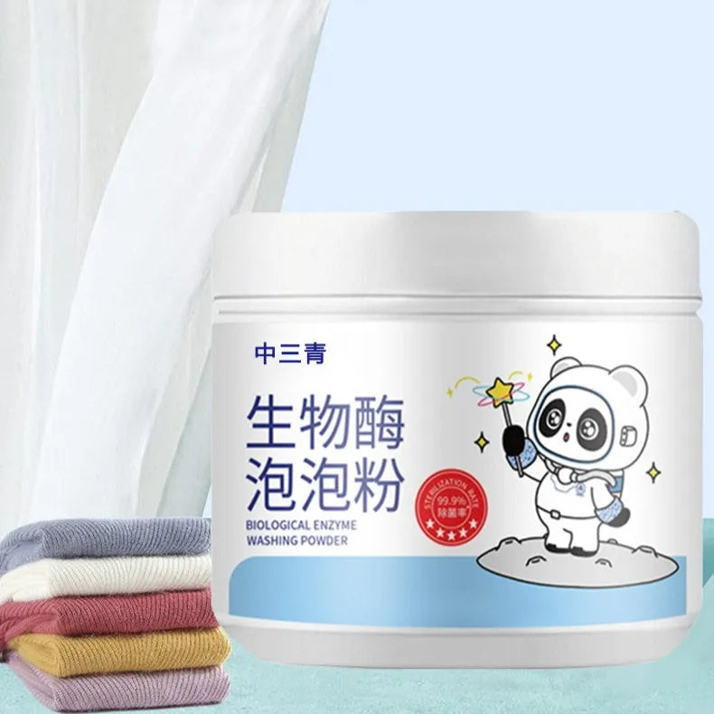 Biological enzyme bubble powder laundry detergent bottle for stain removal on down jackets and wool