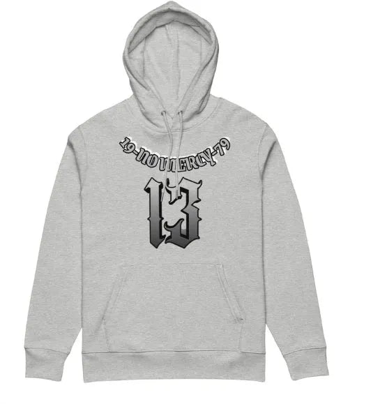Hooded fleece-lined pullover sweater in beige colour showing loose fit design