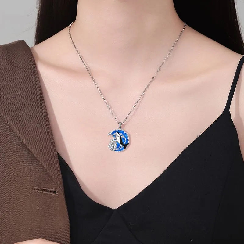 HAILANG women's shark necklace with copper pendant on a cross chain, adjustable length.