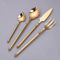 Stainless steel 4-piece cutlery set with knife fork and two spoons in a solid colour finish