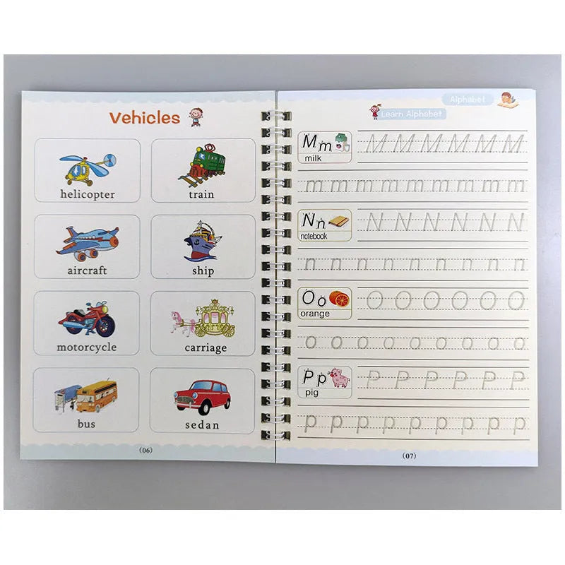 Magic calligraphy copybooks with three-dimensional slot design for children's handwriting practice