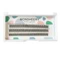 Black V-shaped fairy fishtail false eyelashes with thick segments on a clear lash band.