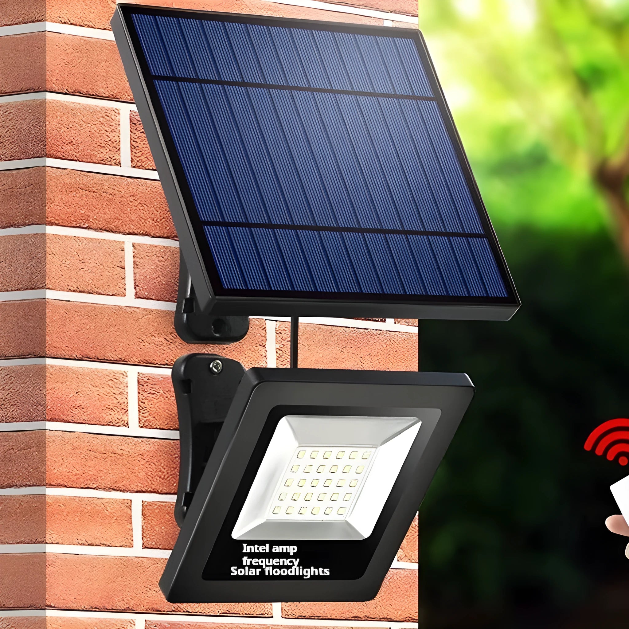 Outdoor solar courtyard light with IP65 waterproof rating showing solar panel and LED illumination