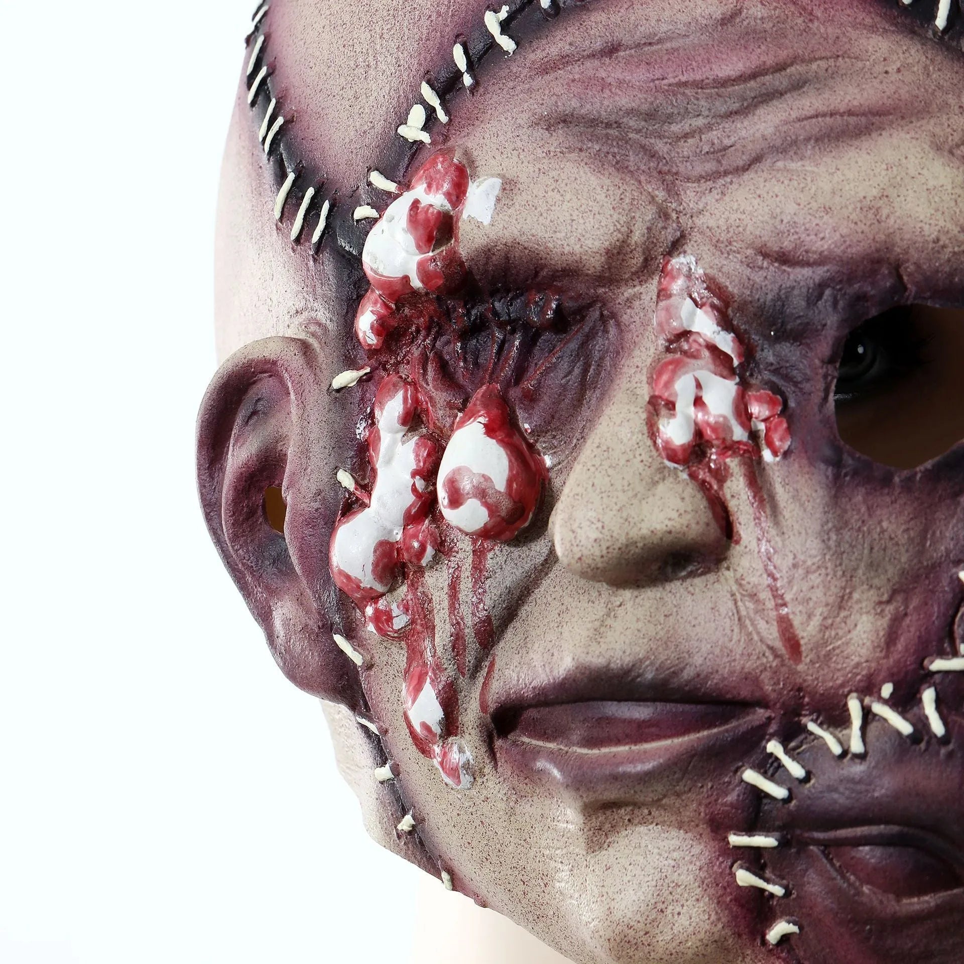 Three-sided grimace horror Halloween mask in natural latex with realistic facial texture